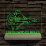 F35 vadászgép személyre szabott 20 cm fa talppal 7 színű 3D led lámpa