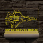 F35 vadászgép személyre szabott 20 cm fa talppal 7 színű 3D led lámpa