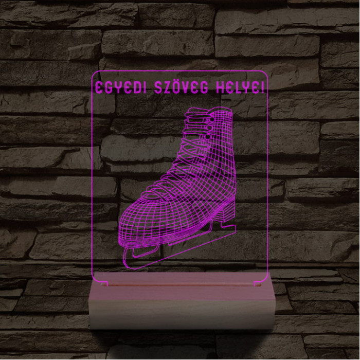Korcsolya személyre szabott 20 cm fa talppal 7 színű 3D led lámpa