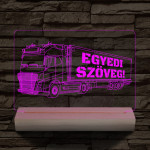 Kamion egyedi rendszámmal személyre szabott fatalppal 7 színű 3D led lámpa