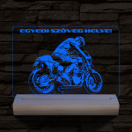 Gyorsasági motoros személyre szabott 20 cm fa talppal 7 színű 3D led lámpa