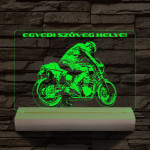 Gyorsasági motoros személyre szabott 20 cm fa talppal 7 színű 3D led lámpa