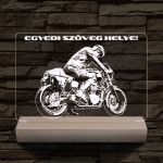 Gyorsasági motoros személyre szabott 20 cm fa talppal 7 színű 3D led lámpa
