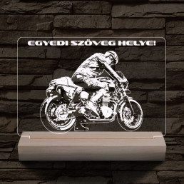 Gyorsasági motoros személyre szabott 20 cm fa talppal 7 színű 3D led lámpa