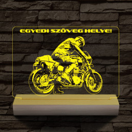 Gyorsasági motoros személyre szabott 20 cm fa talppal 7 színű 3D led lámpa