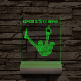 Gyűrű tornász személyre szabott 20 cm fa talppal 7 színű 3D led lámpa