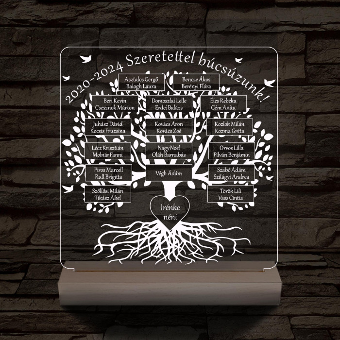 Osztályfa személyre szabott fatalppal 7 színű 3D led lámpa