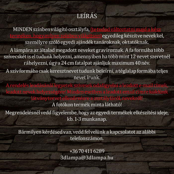 Lufis osztály személyre szabott, színváltós fatalppal 7 színű 3D led lámpa (az állatokon nem módosítunk!!)