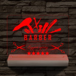 Barber személyre szabott 20 cm fa talppal 7 színű 3D led lámpa