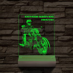 Chopper Motoros személyre szabott 20 cm fa talppal 7 színű 3D led lámpa  