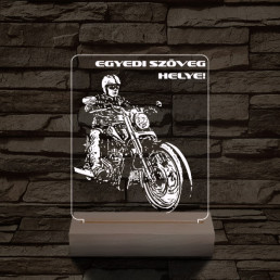 Chopper Motoros személyre szabott 20 cm fa talppal 7 színű 3D led lámpa  