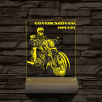 Chopper Motoros személyre szabott 20 cm fa talppal 7 színű 3D led lámpa  