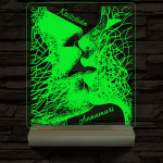 Csók szerelem személyre szabott 20 cm fa talppal 7 színű 3D led lámpa