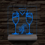 Pezsgő Esküvő személyre szabott fatalppal 7 színű 3D led lámpa
