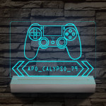 Gamer Játékos személyre szabott 20 cm fa talppal 7 színű 3D led lámpa