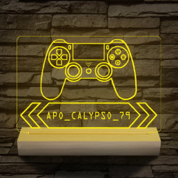 Gamer Játékos személyre szabott 20 cm fa talppal 7 színű 3D led lámpa