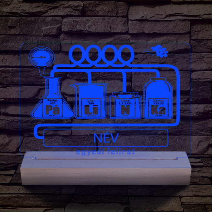 Pálinka vicces ajándék személyre szabott 20 cm fa talppal 7 színű 3D led lámpa