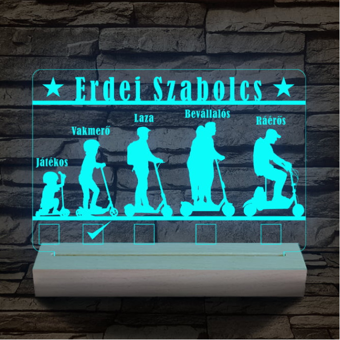 Roller személyre szabott 20 cm fa talppal 7 színű 3D led lámpa