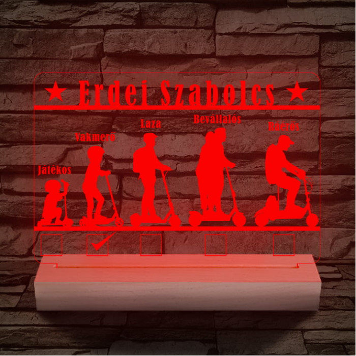 Roller személyre szabott 20 cm fa talppal 7 színű 3D led lámpa