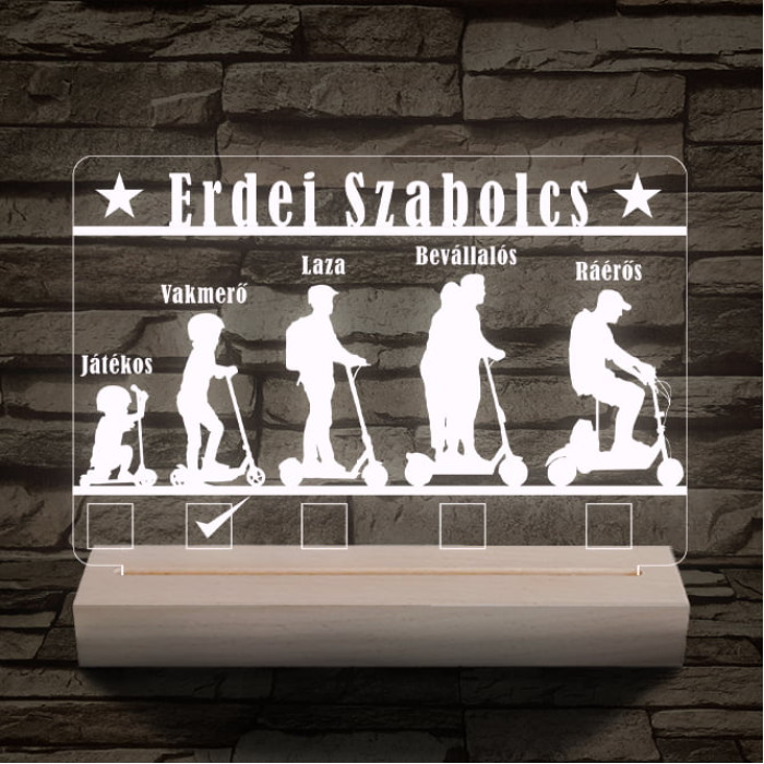 Roller személyre szabott 20 cm fa talppal 7 színű 3D led lámpa