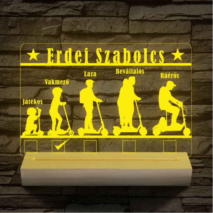 Roller személyre szabott 20 cm fa talppal 7 színű 3D led lámpa