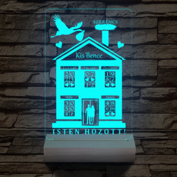 Babaköszöntő személyre szabott 20 cm fa talppal 7 színű 3D led lámpa