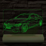 BMW M4 egyedi rendszámmal személyre szabott fatalppal 7 színű 3D led lámpa