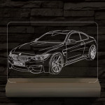 BMW M4 egyedi rendszámmal személyre szabott fatalppal 7 színű 3D led lámpa