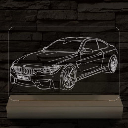 BMW M4 egyedi rendszámmal személyre szabott fatalppal 7 színű 3D led lámpa
