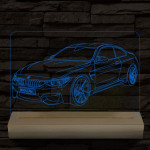 BMW M4 egyedi rendszámmal személyre szabott fatalppal 7 színű 3D led lámpa