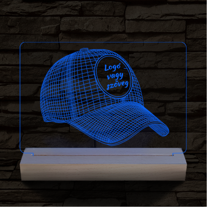Baseball sapka egyedi névvel 20 cm fa talppal 7 színű 3D led lámpa