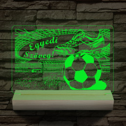 Irány a stadion 20 cm fa talppal 7 színű 3D led lámpa
