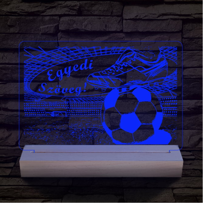 Irány a stadion 20 cm fa talppal 7 színű 3D led lámpa