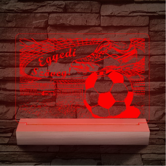 Irány a stadion 20 cm fa talppal 7 színű 3D led lámpa