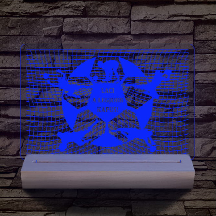 A legjobb kapus személyre szabott 20 cm fa talppal 7 színű 3D led lámpa