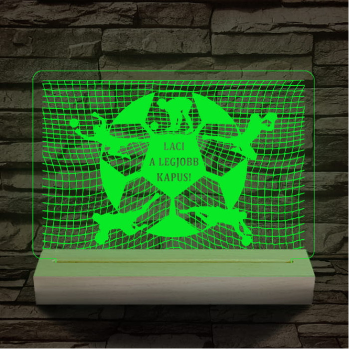 A legjobb kapus személyre szabott 20 cm fa talppal 7 színű 3D led lámpa