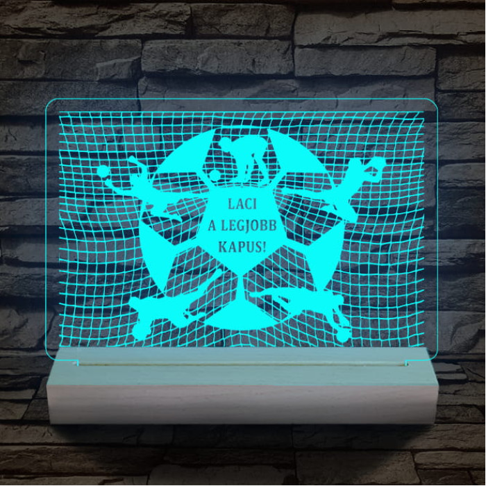 A legjobb kapus személyre szabott 20 cm fa talppal 7 színű 3D led lámpa