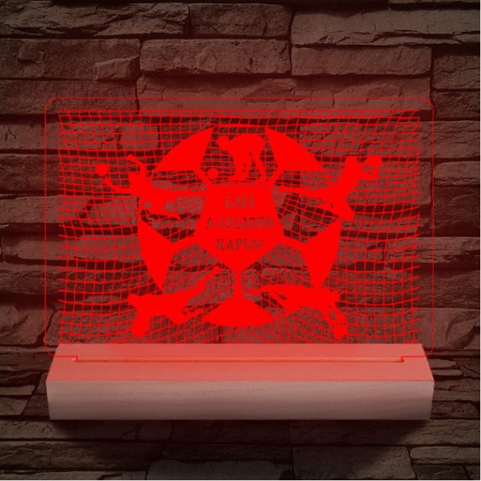 A legjobb kapus személyre szabott 20 cm fa talppal 7 színű 3D led lámpa