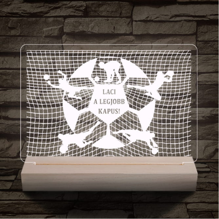 A legjobb kapus személyre szabott 20 cm fa talppal 7 színű 3D led lámpa