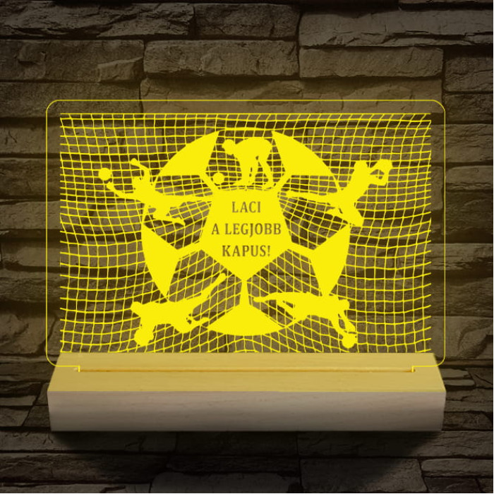 A legjobb kapus személyre szabott 20 cm fa talppal 7 színű 3D led lámpa