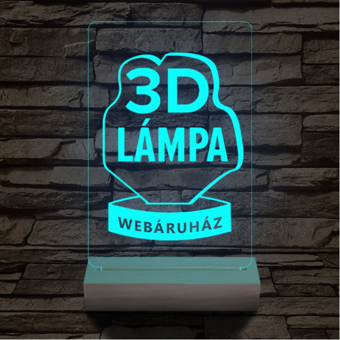 Egyedi logó gravírozása fatalppal 7 színű 3D led lámpa