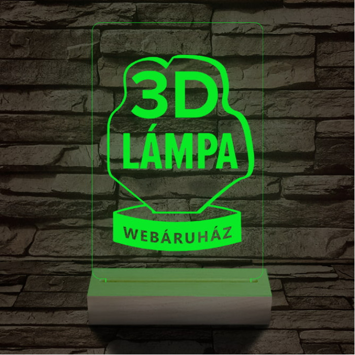 Egyedi logó gravírozása fatalppal 7 színű 3D led lámpa