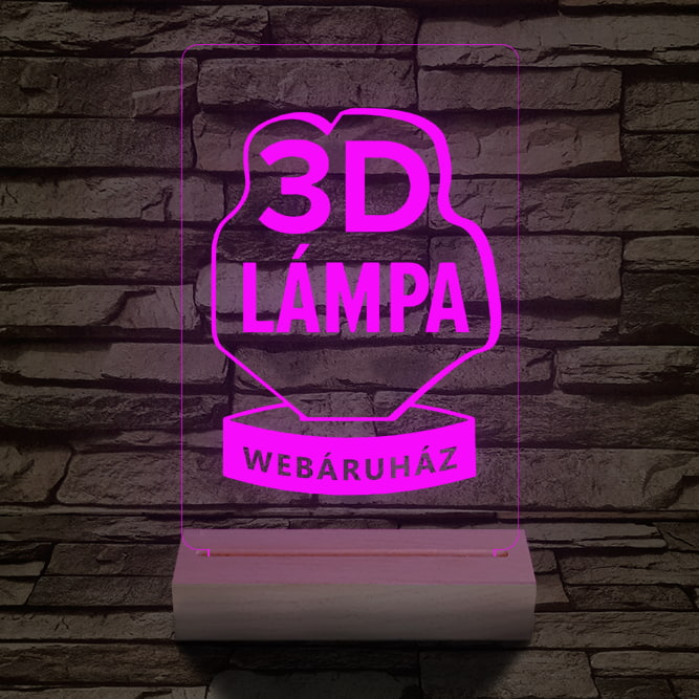 Egyedi logó gravírozása fatalppal 7 színű 3D led lámpa