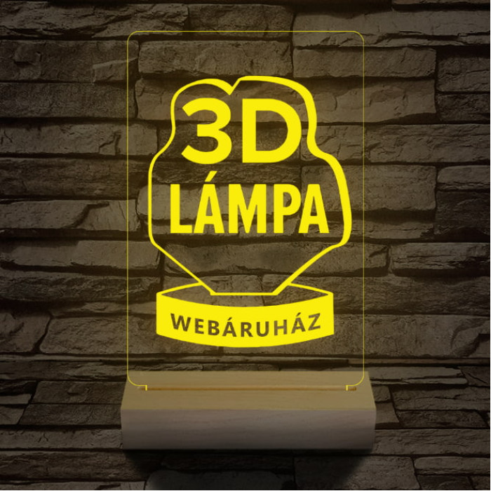 Egyedi logó gravírozása fatalppal 7 színű 3D led lámpa