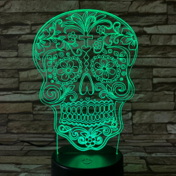 Koponya rajz 7 színű 3D led lámpa