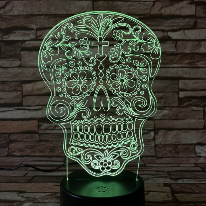 Koponya rajz 7 színű 3D led lámpa