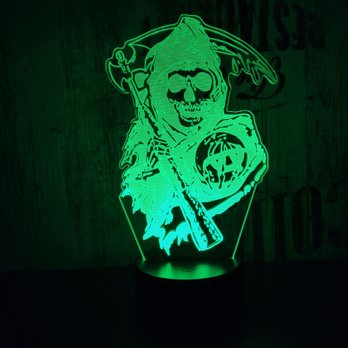 Kaszás 7 színű 3D led lámpa