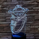Gyűrű  köves  7 színű 3D led lámpa