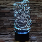 Kávé szerelem 7 színű 3D led lámpa