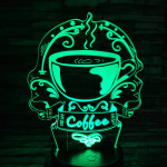 Kávé illat 7 színű 3D led lámpa